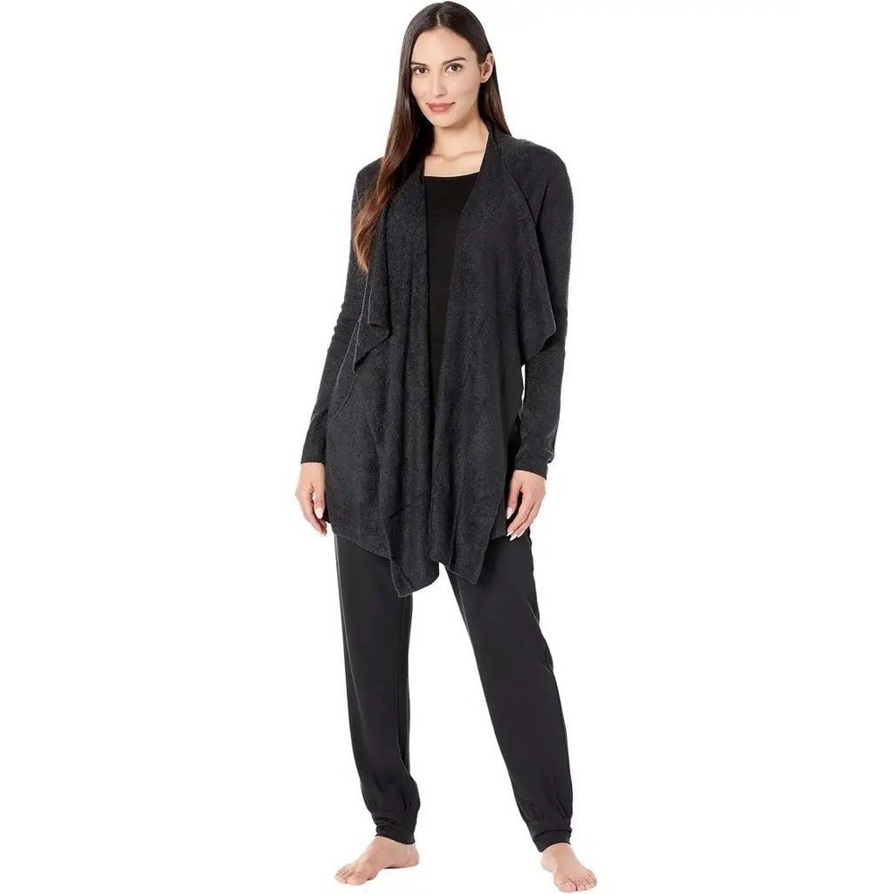 NWT Barefoot Dreams CozyChic Lite Island Wrap Cardigan Black‎ 3X Open Front